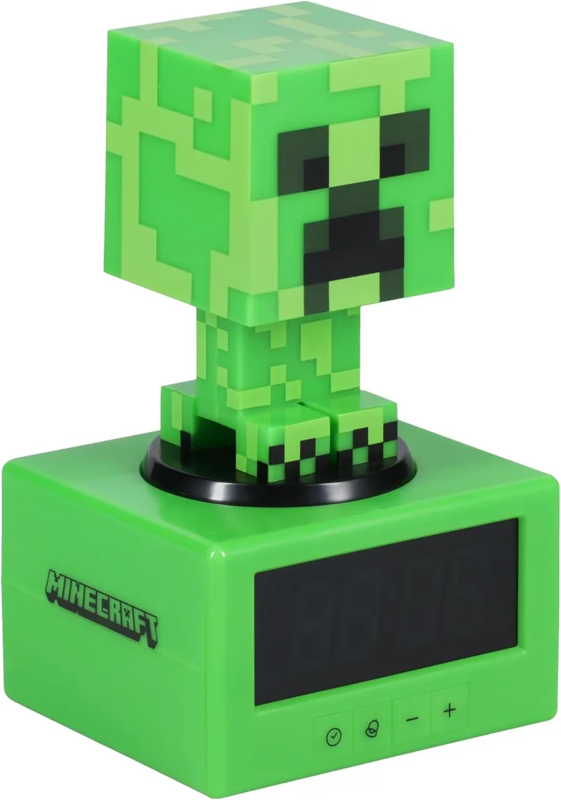 Paladone ▫️ Minecraft Creeper Alarm Clock - Produto oficial, inclui música do jogo e luz nocturna para crianças e adolescentes, acessório para a sala de jogos, prenda para jogadores