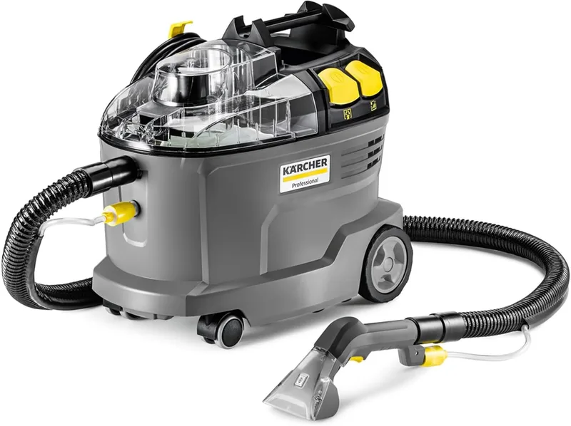 KÄRCHER ▫️ Puzzi 8/1 – máquina de limpeza e aspiração, para estofos e superfícies têxteis, depósito: 8 l, caudal de pulverização: 1 l/min, área de cobertura: 12-18 m²/h, peso: 8,6 kg, bocal para estofos