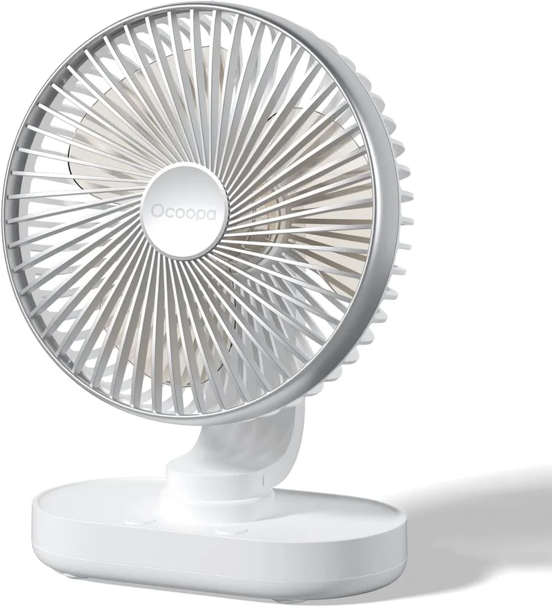 OCOOPA ▫️ Ventilador USB Silencioso, Ventilador de Mesa Oscilante de 16cm e Bateria Recarregável de 4000mAh, Ventilador de Mesa Portátil, 4 Velocidades para casa, cozinha, quarto, escritório, Prata