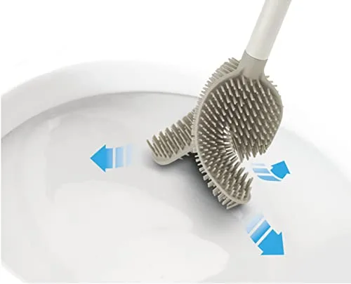 Joseph Joseph ▫️ Flex 360 - Escova de casa de banho Indoro Avançada com escova de tripla ação, anti-gotejamento, anti-obstrução e substituível, bege 5