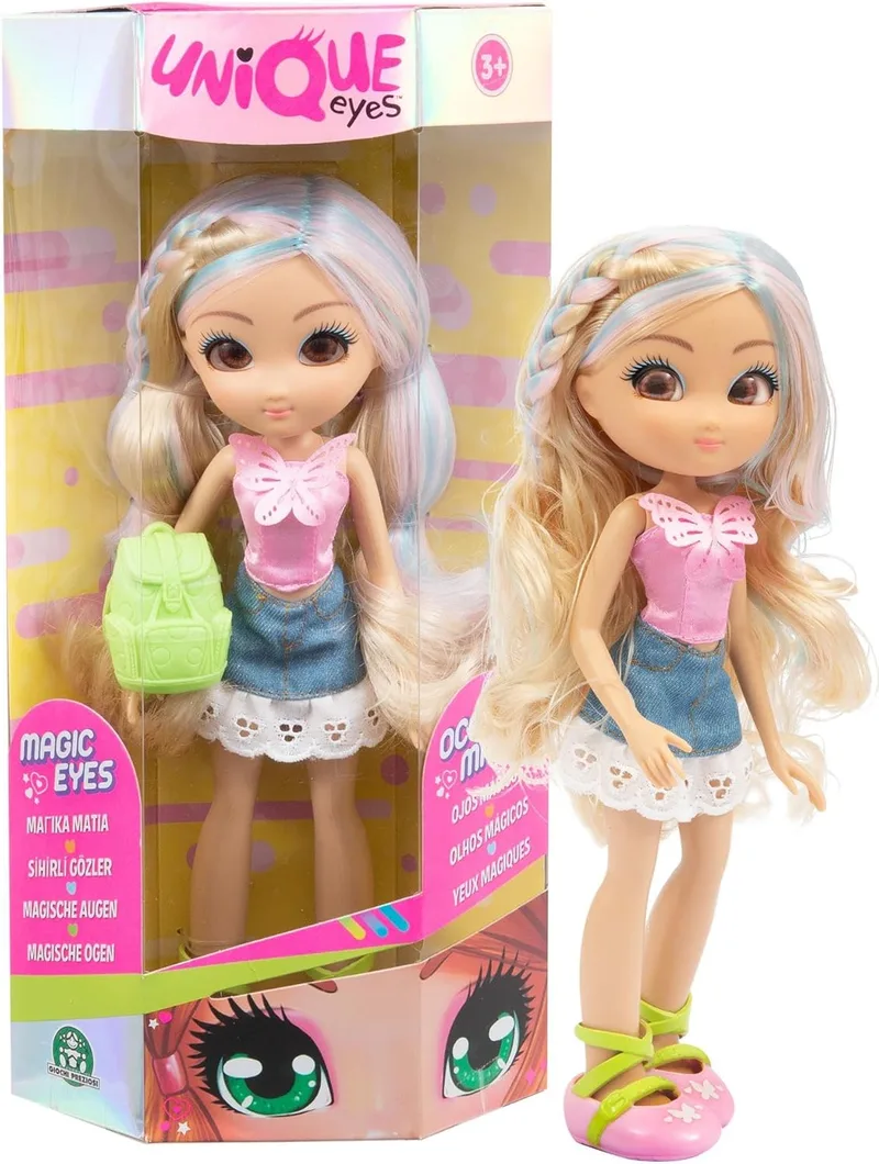 Giochi Preziosi ▫️ ÚNICO Eyes, Boneca de 25 cm - Rebecca, com o seu olhar que te segue, com roupa, brinquedo para crianças a partir dos 3 anos, MYM442