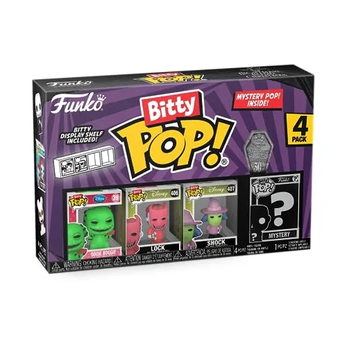 Funko ▫️ Conjunto de 4 bonecos Bitty: Disney – O Pesadelo Antes do Natal e outros 3