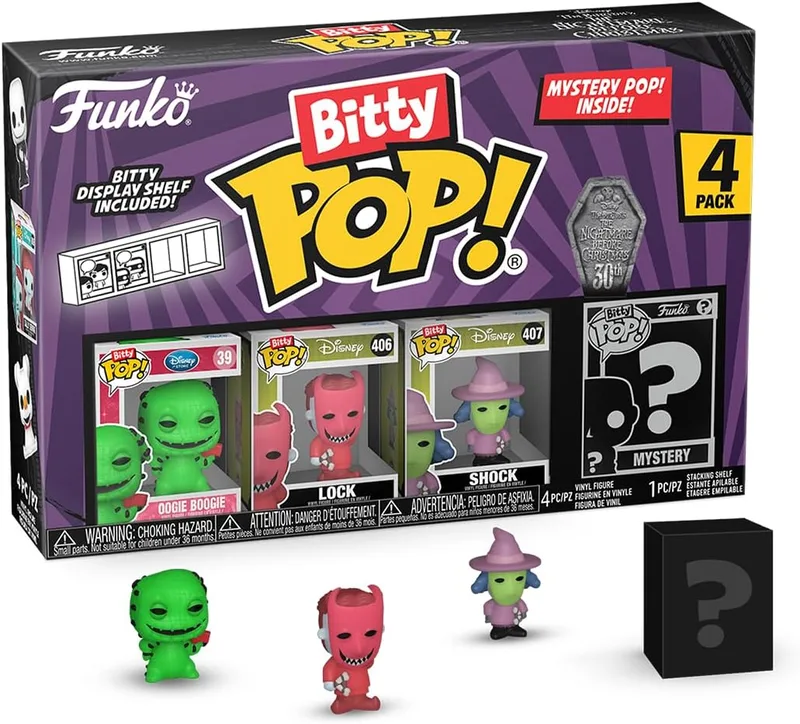 Funko ▫️ Conjunto de 4 bonecos Bitty: Disney – O Pesadelo Antes do Natal e outros