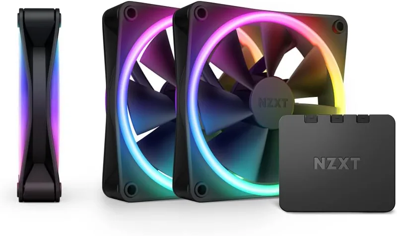 NZXT ▫️ F120 RGB Duo Triple Pack - 3 ventoinhas RGB de dupla face de 120 mm com controlador RGB - 20 LEDs individualmente endereçáveis - Fluxo de ar e pressão estática equilibrados - Preto