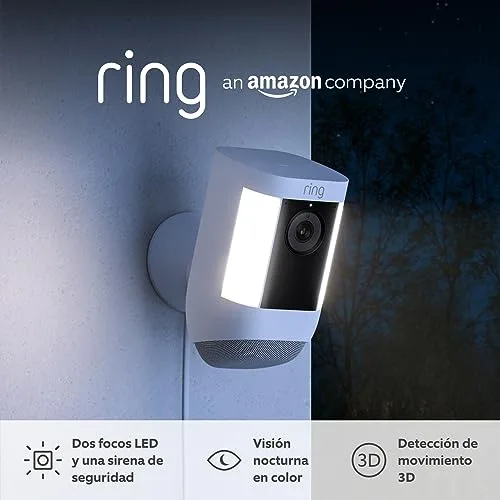 Ring ▫️ Câmara Pro com luzes e tomada (Spotlight Cam Pro Plug-In) | Câmara exterior com vídeo 2K, Vision, deteção de movimento 3D | 30 dias de teste gratuito Home | 2 câmaras 2