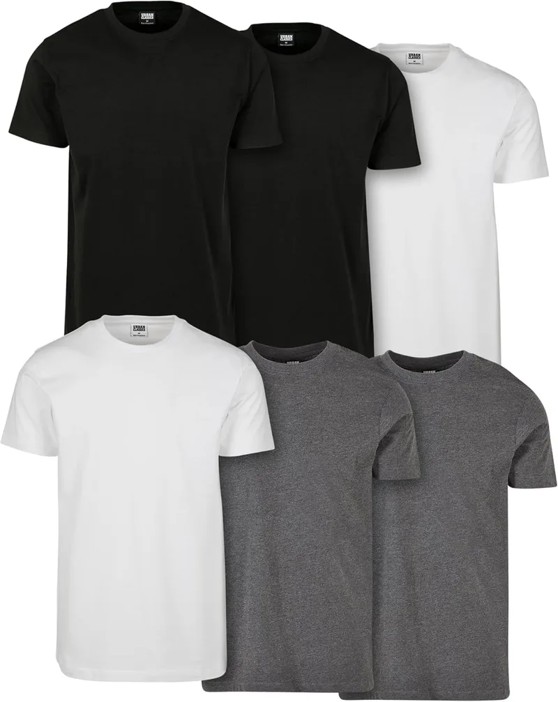 Urban Classics ▫️ Basic tee 6-Pack Camiseta de homem (Conjunto de 6)