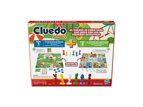 Hasbro Gaming ▫️ Cluedo Junior, Jogo de Mesa 2 em 1, Diversão com Amigos e Família, Presente para Meninos e Meninas a partir dos 4 anos, Brinquedo de Detetives, Tabuleiro com tema escolar 5