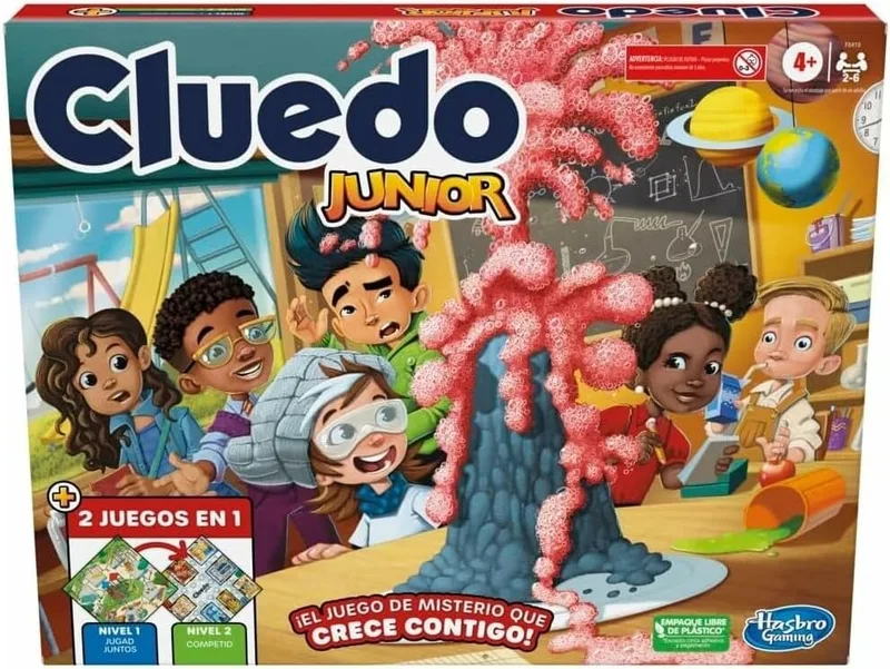Hasbro Gaming ▫️ Cluedo Junior, Jogo de Mesa 2 em 1, Diversão com Amigos e Família, Presente para Meninos e Meninas a partir dos 4 anos, Brinquedo de Detetives, Tabuleiro com tema escolar