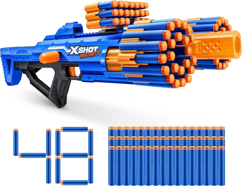 XSHOT ▫️ ZURU X-Shot Insanity Bezerko com 84 dardos com tecnologia Air Pocket e armazenamento - Brinquedo de exterior para crianças, adolescentes e adultos