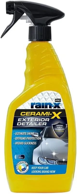 Rain-X ▫️ Rain X Cerami-X Detailer Premium - Tratamento cerâmico para automóveis, cera para automóveis de alto brilho com proteção hidrofóbica e UV, proteção de 3 meses - 750 ml