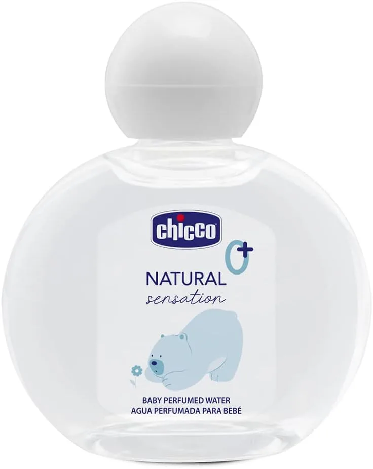 Chicco ▫️ Água Perfumada Natural Sensation, Fragrância Fresca e Delicada, Água de Colónia Sem Álcool para Bebés e Recém-nascidos, Frasco de Vidro, 100 ml