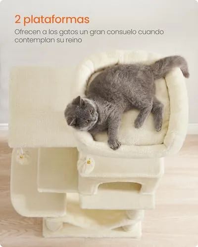 Feandrea ▫️ Árvore para Gatos, Multinível, Altura 112 cm, Bege Areia 4