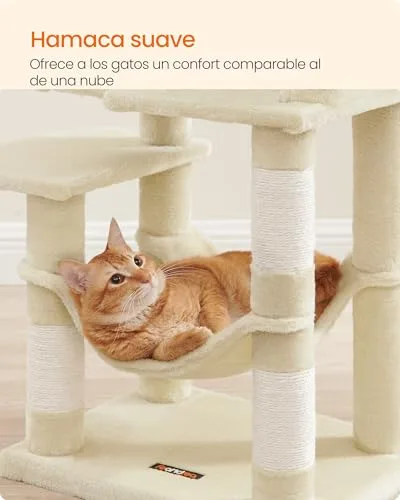 Feandrea ▫️ Árvore para Gatos, Multinível, Altura 112 cm, Bege Areia 5