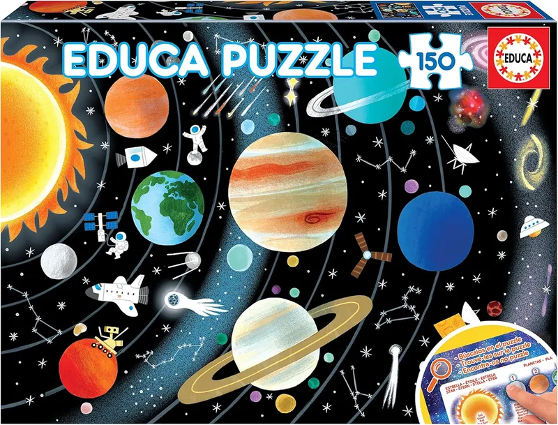 Educa ▫️ Sistema Solar : Puzzle educativo infantil de 150 peças. Tamanho aproximado da montagem: 48 x 34 cm. Composto por peças grandes e perfeitamente acabadas. Recomendado para +6 anos (19584)