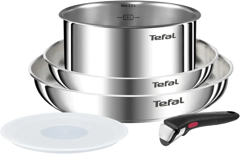 Tefal ▫️ Ingenio Emotion - Conjunto de 2 frigideiras 22/26 cm + caçarola 18 cm + pega amovível + 1 acessório, indução, antiaderente, revestimento em titânio, sinal térmico, lavável na máquina de lavar louça e no forno