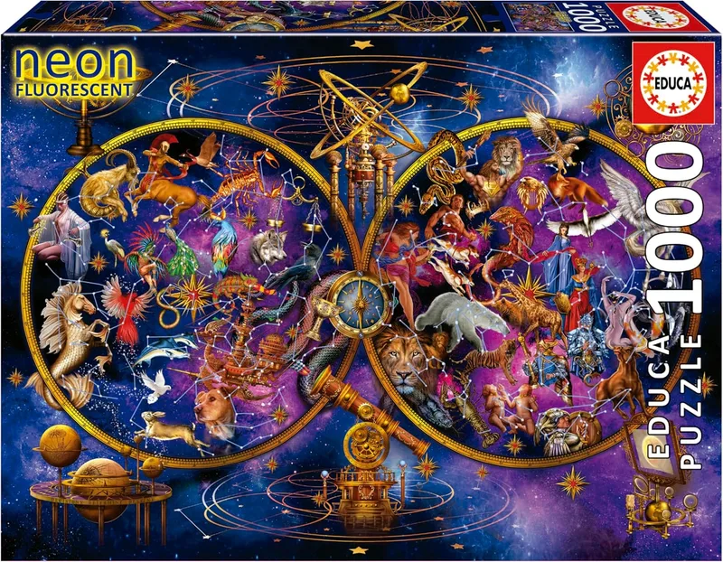 Educa ▫️ 1000 Peças Puzzle que Brilha no Escuro para Adultos : Constelações. Inclui cola para fixar o puzzle. Idade 14+ (19561)