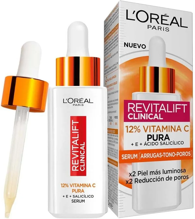 L'Oreal Paris ▫️ L'Oréal Paris Sérum Facial com 12% de Vitamina C Pura, pele mais luminosa e poros menos visíveis, reduz as rugas, a despigmentação e os poros, Revitalift Clinical, 30 ml