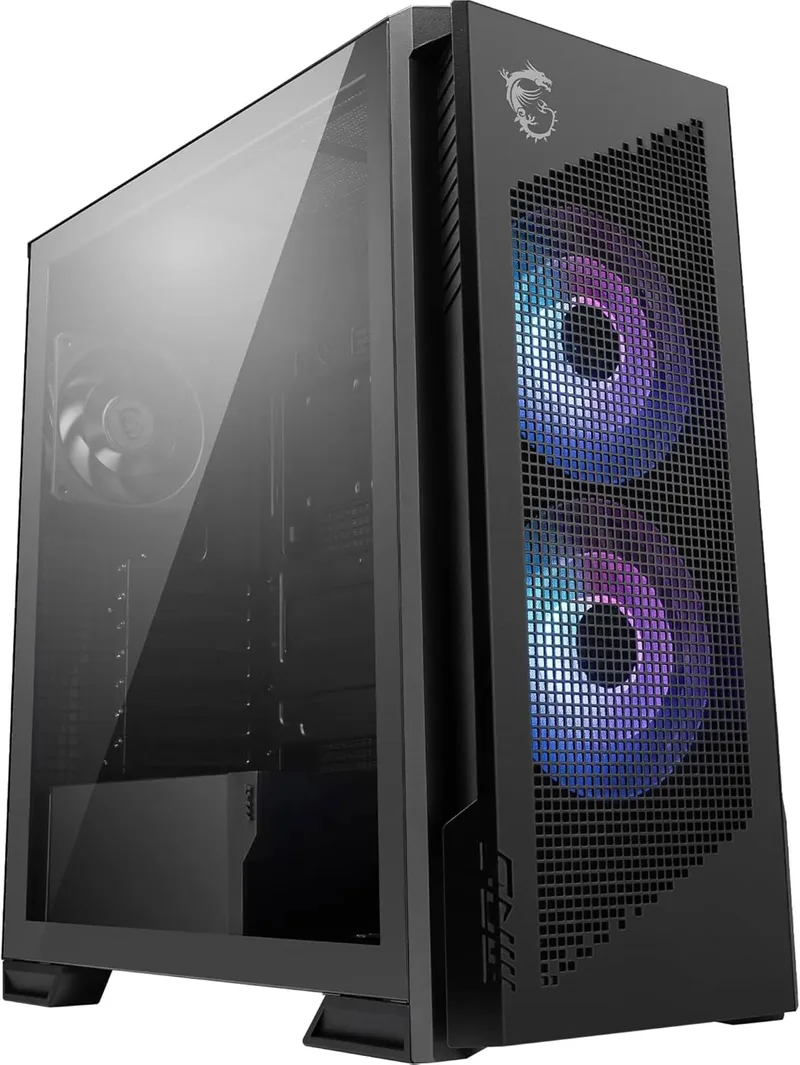 MSI ▫️ MPG Velox 300R PZ - Torre de jogos ATX com painel de malha, elevado fluxo de ar, ventoinhas ARGB, USB-C, suporte vertical para GPU, vidro temperado - Chassis de PC para jogos de alta qualidade