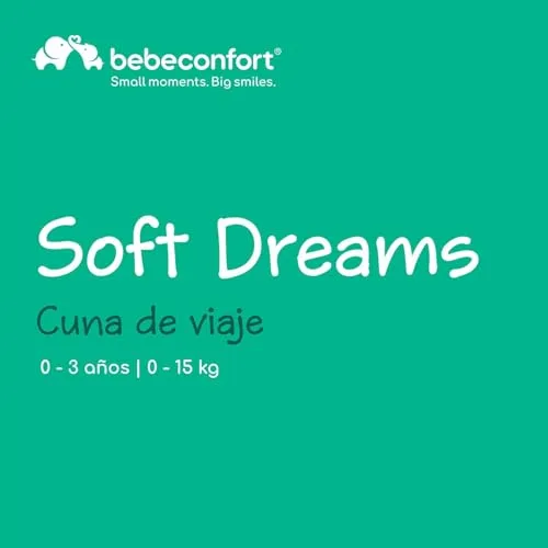 Bebeconfort ▫️ Soft Dreams, Berço de Viagem, 0-3 anos (0-15 kg), Berço de viagem leve, colchão de espuma e fibra de madeira (60 x 120 cm), saco de transporte, dobrável de forma compacta tipo guarda-chuva, Grey Mist 2