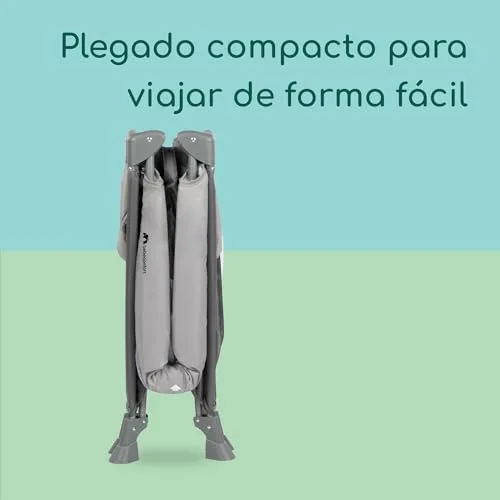 Bebeconfort ▫️ Soft Dreams, Berço de Viagem, 0-3 anos (0-15 kg), Berço de viagem leve, colchão de espuma e fibra de madeira (60 x 120 cm), saco de transporte, dobrável de forma compacta tipo guarda-chuva, Grey Mist 3