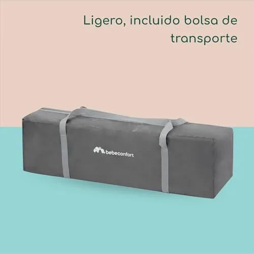 Bebeconfort ▫️ Soft Dreams, Berço de Viagem, 0-3 anos (0-15 kg), Berço de viagem leve, colchão de espuma e fibra de madeira (60 x 120 cm), saco de transporte, dobrável de forma compacta tipo guarda-chuva, Grey Mist 5