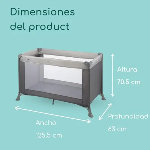 Bebeconfort ▫️ Soft Dreams, Berço de Viagem, 0-3 anos (0-15 kg), Berço de viagem leve, colchão de espuma e fibra de madeira (60 x 120 cm), saco de transporte, dobrável de forma compacta tipo guarda-chuva, Grey Mist 6