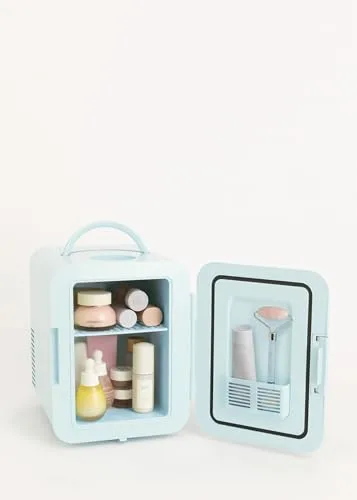 CREATE ▫️ / FRIDGE MINI BOX/Mini-frigorífico para cosméticos azul pastel/Design retro, função de refrigeração e aquecimento, capacidade de 4 L, fácil de transportar, 48 W 4