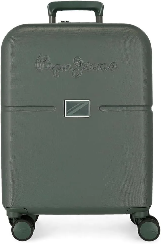 Pepe Jeans ▫️ Mala de cabina Accent, verde, rígida, 4 rodas duplas