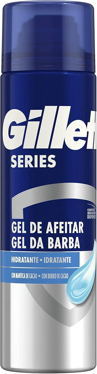 Gillette ▫️ Gel de Barbear Series Men's, Fórmula de Gel Hidratante com Manteiga de Cacau, Protege contra a Irritação, 200ml