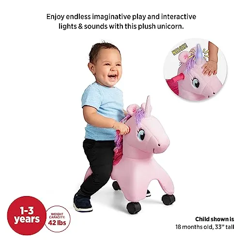Radio Flyer ▫️ Shimmer The Magical Touch Unicorn com luzes e sons interativos, rosa, dos 1 aos 3 anos 4