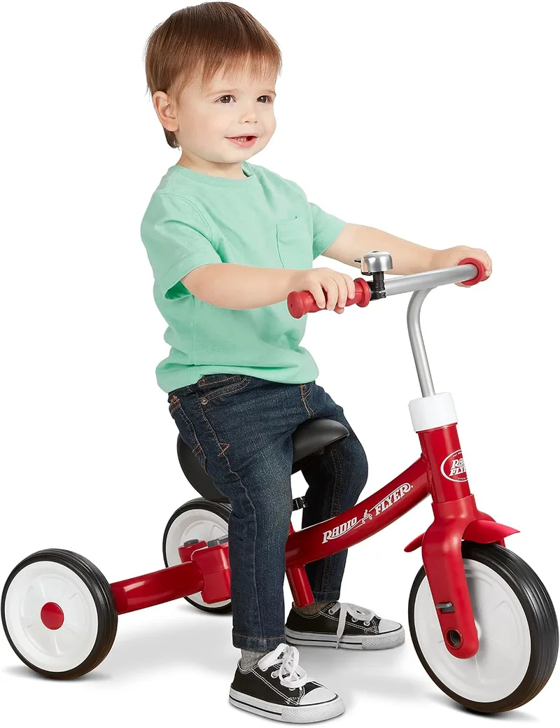 Radio Flyer ▫️ Triciclo Triple Play, triciclo vermelho para crianças pequenas, bicicleta de equilíbrio e bicicleta com pedais para idades entre 1 e 3 anos