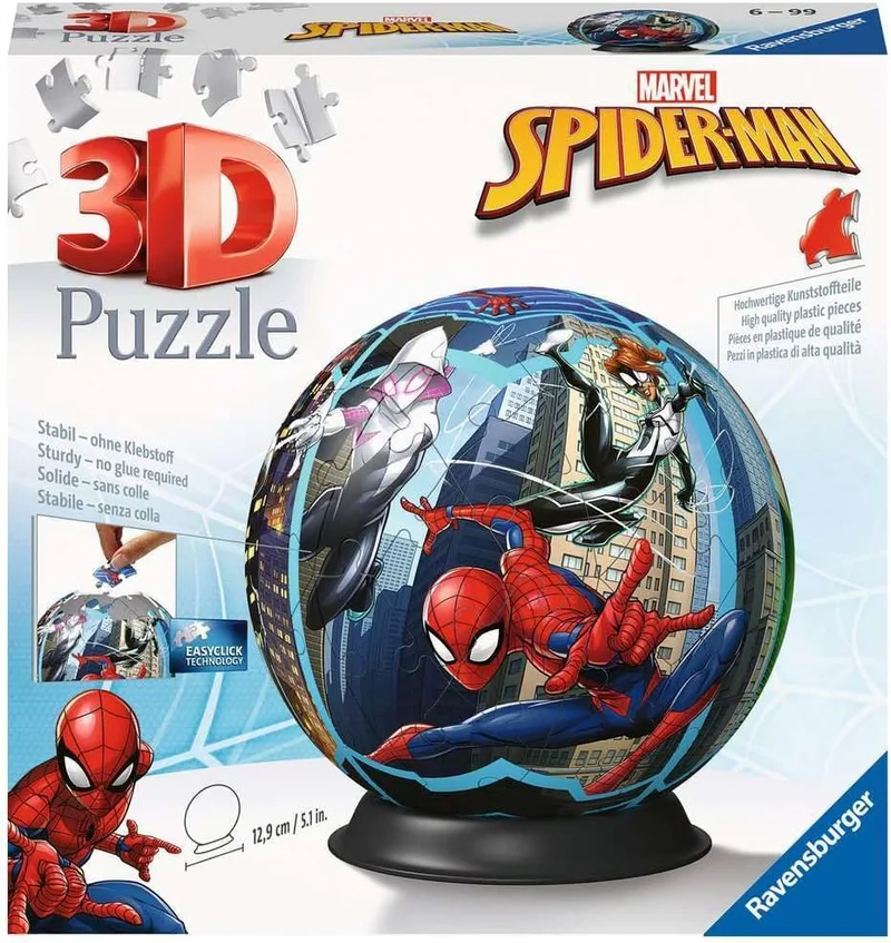 Ravensburger - Puzzle 3D para crianças Marvel Ball: Spiderman : Puzzles 3D para crianças a partir dos 6 anos : Modelos de montagem com 73 peças : Prenda para crianças a partir dos 6 anos