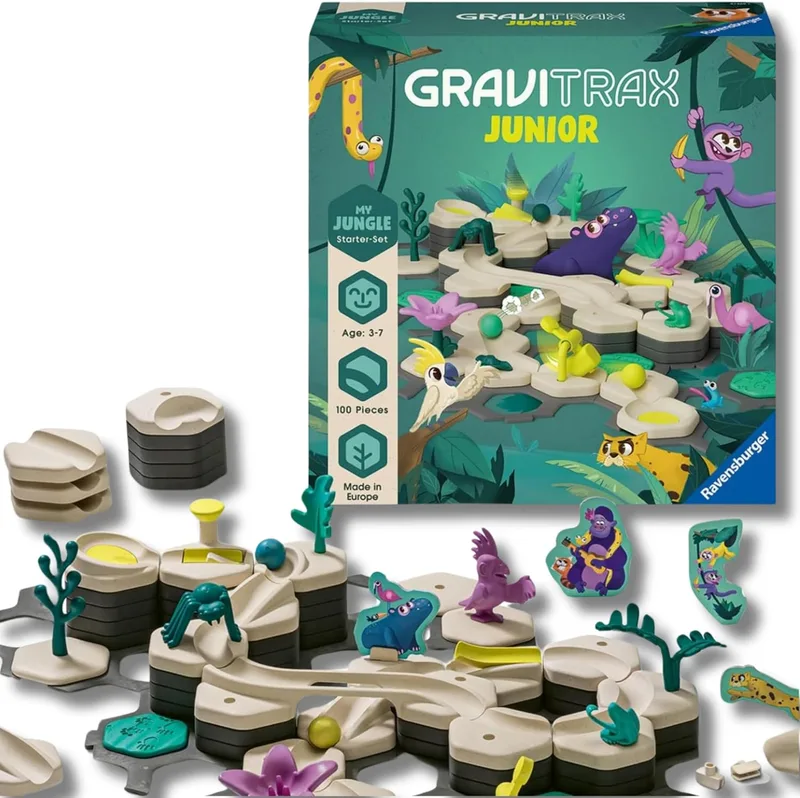 Ravensburger ▫️ Gravitrax Junior Starter Set L : Circuito de berlindes com 100 peças : Puzzle infantil com berlindes : Jogos para crianças de 3 anos : Jogos de tabuleiro Compatível com todos os Gravitrax