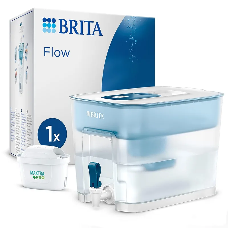 Brita ▫️ Depósito filtrante Flow XXL (8,2 l) incl. 1x carga MAXTRA PRO All-in-1: dispensador de frigorífico para casas e escritórios, reduz o cloro, o calcário e as impurezas.