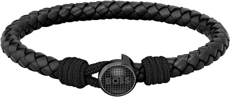 BOSS Jewelry Pulseira de couro para homem THAD CLASSIC Collection Preto e castanho - Disponível em vários tamanhos