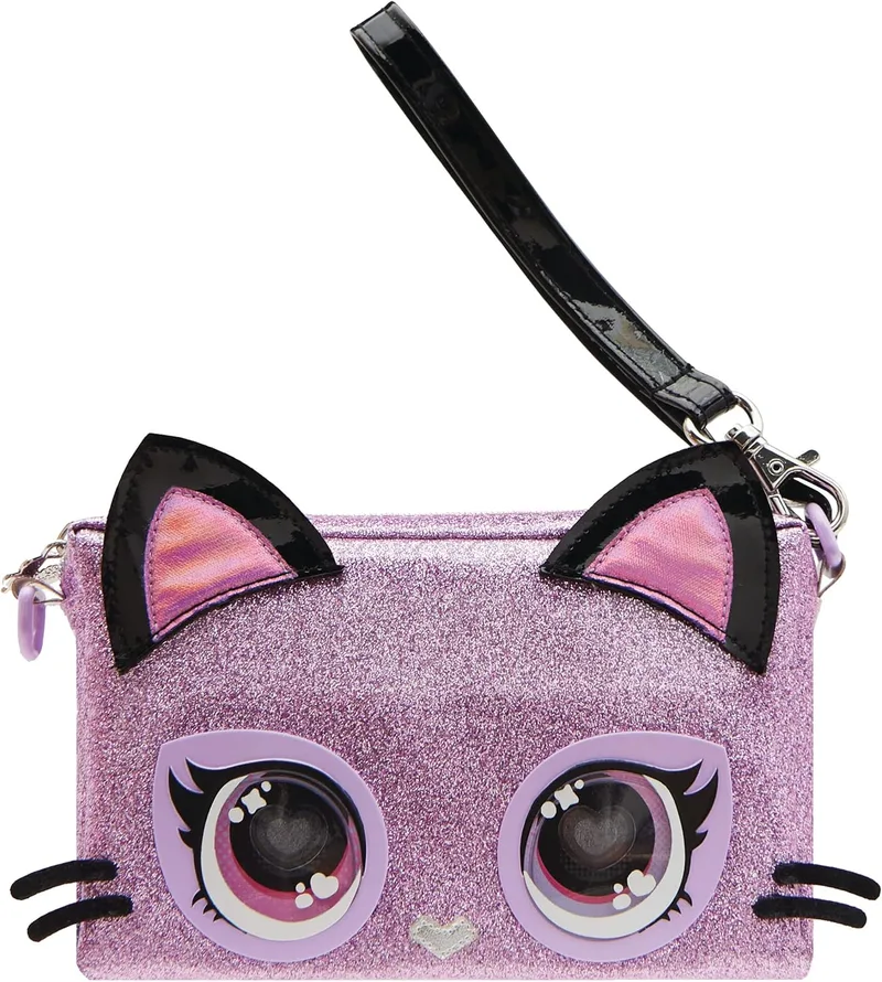 Purse Pets ▫️ Keepin' It Clutch Purdy Purrfect – Pulseira com desenho de gatinho com olhos brilhantes em arco-íris, brinquedo para meninas (Spin Master 6067884)
