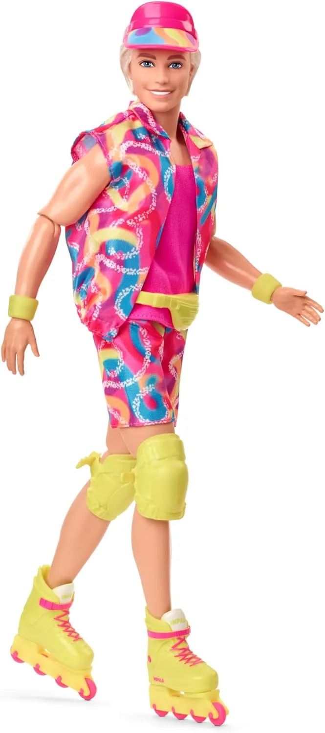 Barbie ▫️ O Filme – Ken com visual de patinador, boneco com roupa neon e patins, inspiração retro, HRF28