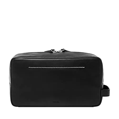 Fossil ▫️ Westover - Necessaire de viagem em pele para homem, cor preta, tamanho único, kit de barbear com cabo único 3