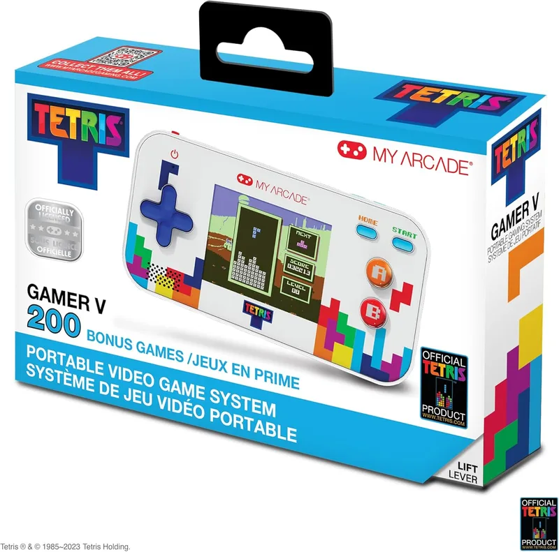 MY ARCADE ▫️ Tetris Gamer V: Jogos de quebra-cabeças, consola portátil com licença oficial, com 201 jogos, ecrã a cores de 2,5 polegadas, tamanho de bolso