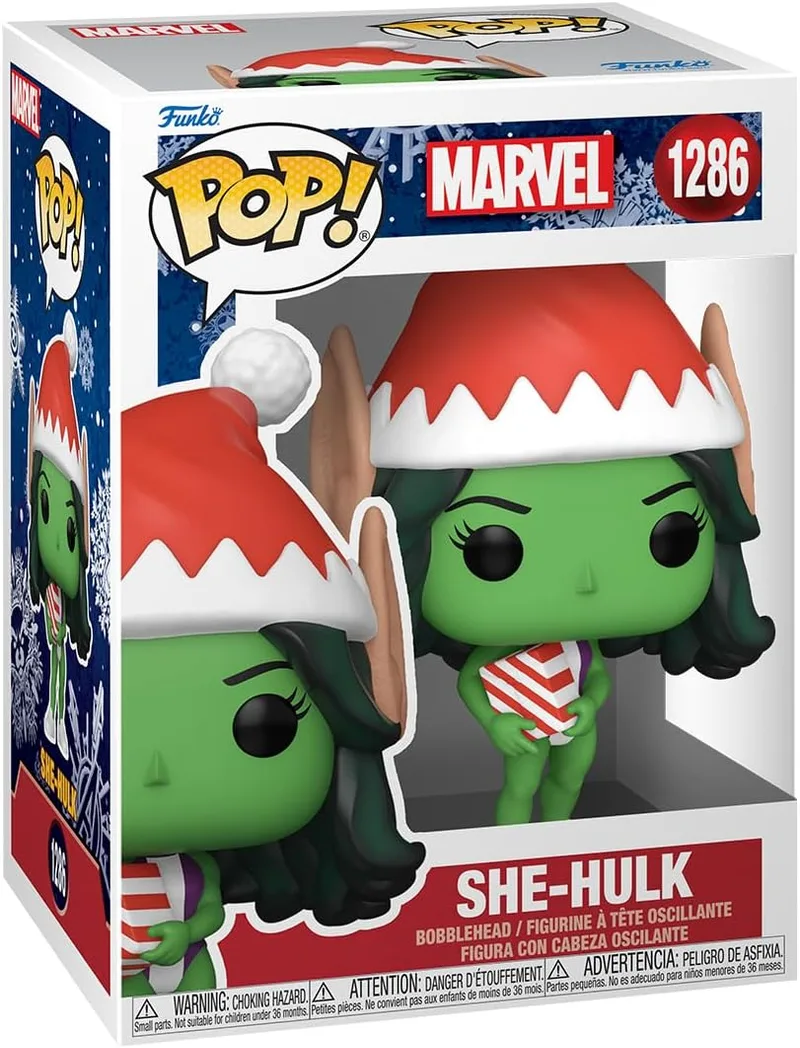 Funko ▫️ Pop! Marvel: Holiday - She-Hulk - Figura de Vinil Colecionável - Ideia para Prenda - Mercadoria Oficial - Brinquedos para Crianças e Adultos - Fãs de Cinema - Bonecas Coleccionáveis