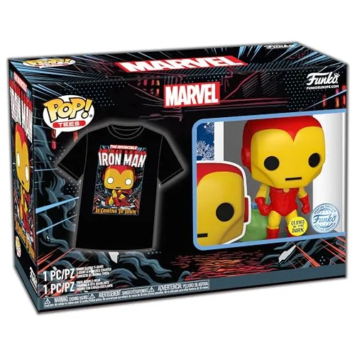 Funko ▫️ Pop! & tee: Marvel - Iron Man de Natal - Brilha no escuro - Tamanho M 2