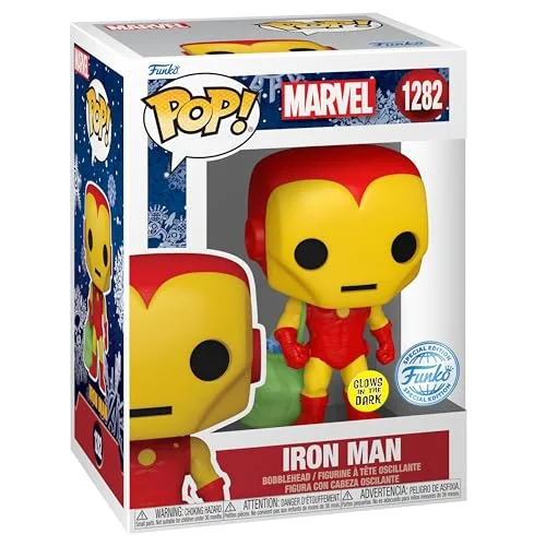 Funko ▫️ Pop! & tee: Marvel - Iron Man de Natal - Brilha no escuro - Tamanho M 3