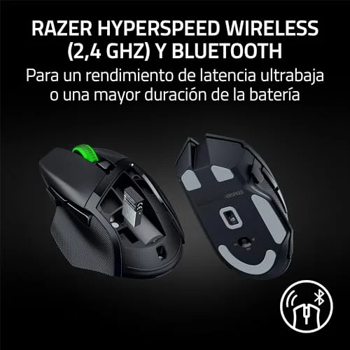 Razer ▫️ Basilisk V3 X HyperSpeed - Rato de jogos sem fios personalizável (forma ergonómica com 9 controlos personalizáveis, HyperSpeed Wireless, Bluetooth, sensor ótico avançado 5G 18K) Preto 4