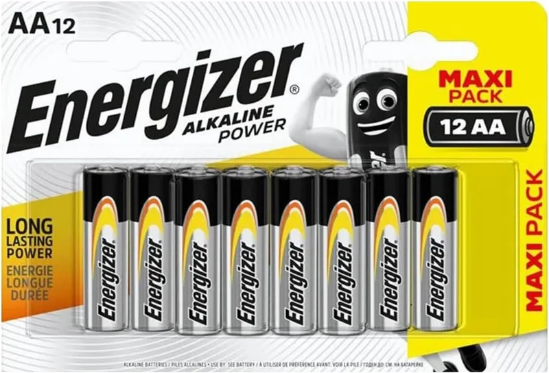 Energizer Max ▫️ Energizer - Alkaline Power, Embalagem de 12 pilhas AA de 1,5 V, de longa duração para uso diário, sem sulfatação e com até 10 anos de vida útil