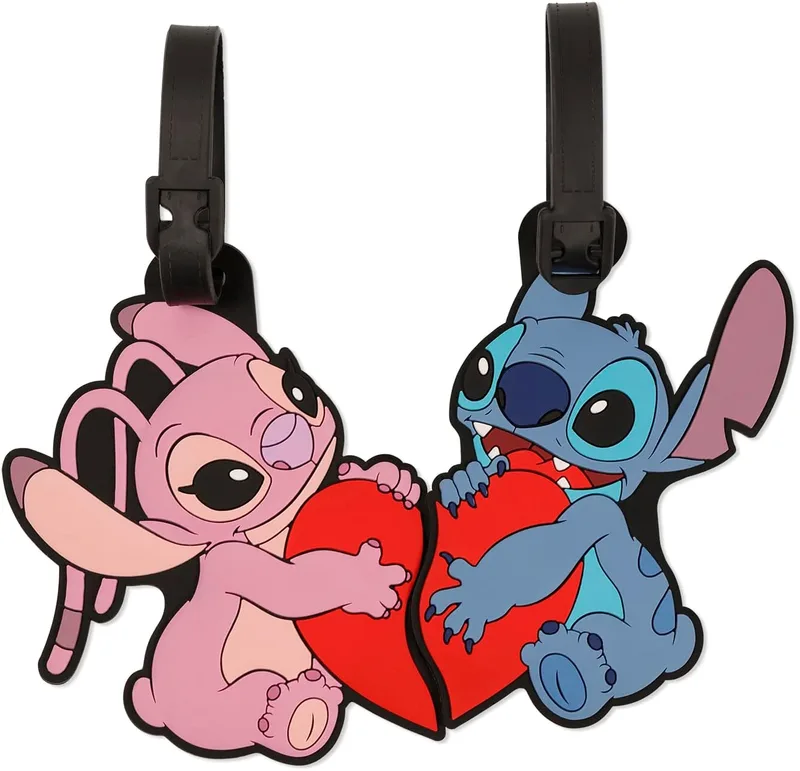 Disney ▫️ Lilo e Stitch - Conjunto de 2 Etiquetas para Bagagem (Azul, Rosa e Vermelho)