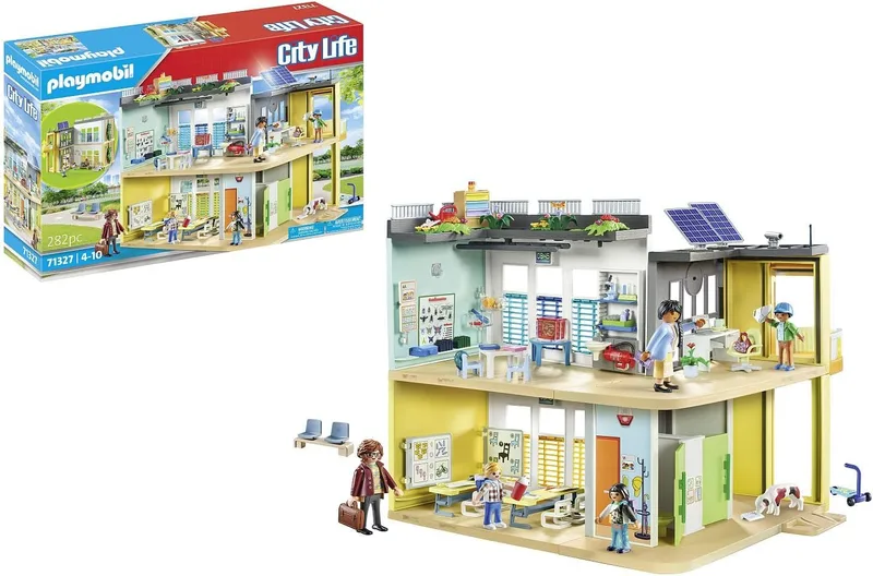 PLAYMOBIL ▫️ City Life 71327 Escola, Edifício escolar sem barreiras com elevador, Brinquedos para crianças a partir dos 4 anos