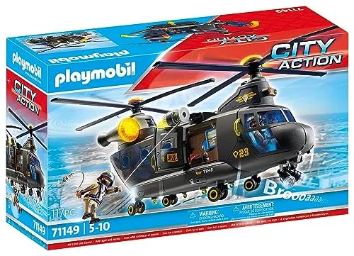 PLAYMOBIL ▫️ City Action 71149 Forças Especiais: Helicóptero Banana, com módulo de luz e som, brinquedos para crianças a partir dos 5 anos 2