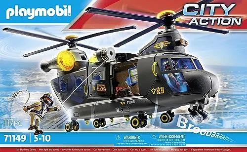 PLAYMOBIL ▫️ City Action 71149 Forças Especiais: Helicóptero Banana, com módulo de luz e som, brinquedos para crianças a partir dos 5 anos 4