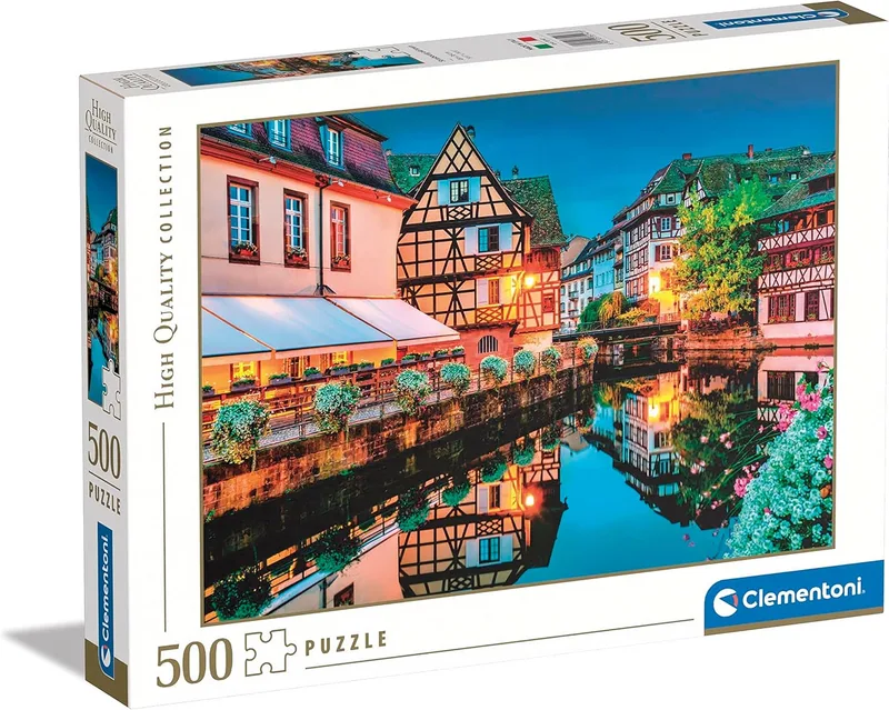 Clementoni ▫️ Collection Strasbourg Old Town - Puzzle de 500 peças para adultos, paisagem urbana histórica, 49 x 36 cm, 35147