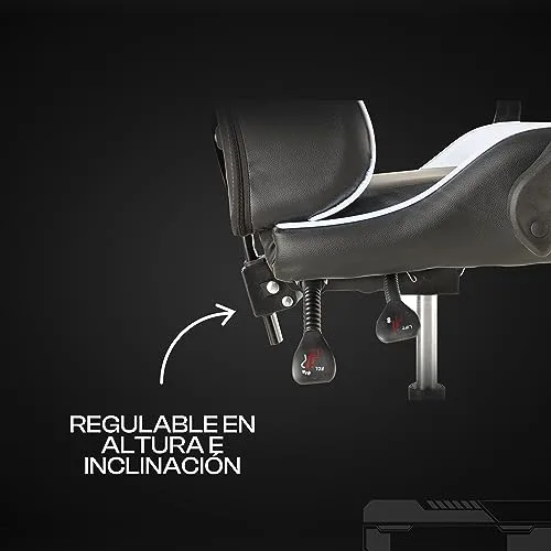 Baroni Home ▫️ Cadeira de gaming branca e preta, cadeira ergonómica de escritório com encosto ajustável de 90° a 120°, com apoio para a cabeça, braços e apoio lombar. Rotação de 360° 6